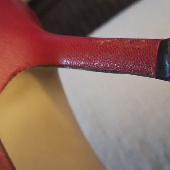 Karen Scott Red Leather Square Toe High Heels 3.5" Size 9.5 - Picture 9 of 9